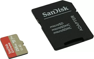 Карта памяти SanDisk Extreme SDSQXA1-256G-GN6MA microSDXC Memory Card 256Gb UHS-I U3 V30  +  microSD--> SD  Adapter