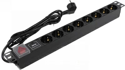 Exegate ServerPro PDU-19H807 Al-8S-EU2-SW-SPD1 EX280846RUS Блок силовых розеток 19" чёрный 1U  8 евророзеток