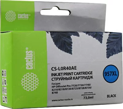 Картридж Cactus CS-L0R40AE (№957XL)  Black для HP 7720/7730/7740/8210/8218/8720/8725/8728/8730/8740