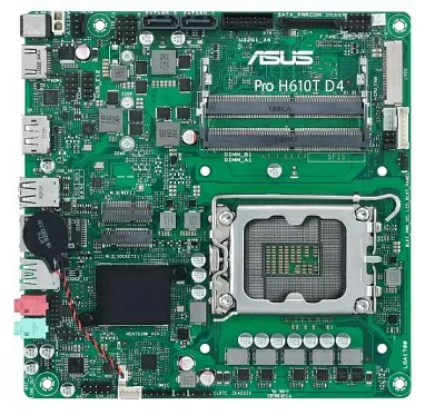 Мат. плата ASUS PRO H610T D4-CSM (RTL) LGA1700 <H610> PCI-E HDMI+DP GbLAN SATA  Mini-ITX 2DDR4  SODIMM