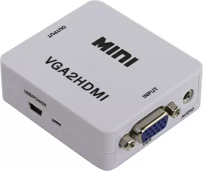 Конвертер VGA to HDMI Converter VGA(15F)+audio--> HDMI (F)  (питание miniUSB)