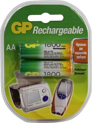 Аккумулятор GP 180AAHC-2 (NiMH 1.2V 1800mAh) Size  "AA" уп.2 шт