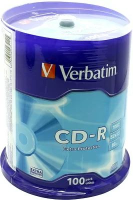 Диск CD-R Verbatim   700Mb 52x sp. <уп.100 шт> на шпинделе  <43411/43430>