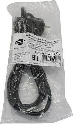 ATCOM AT15270 Кабель IEC-320-C5 -  розетка  220V 1.8м  Г-образный