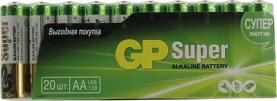 Элемент питания GP Super 15A-2CRVS20 (LR6) Size AA 1.5V  щелочной  (alkaline) уп.  20шт