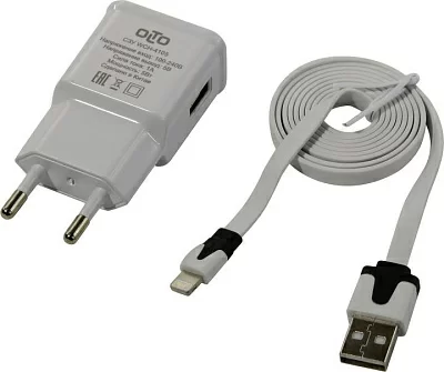 OLTO WCH-4105 Зарядное устройство USB (Вх. AC100-240V Вых. DC5V  5W  USB кабель  Lightning)