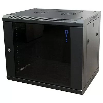 5bites TC6401-12B Шкаф настенный телекоммуникационный чёрный 12U 600x450 дверь стекло-металл