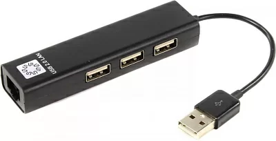 5bites UA2-45-06BK адаптер USB2.0 --> UTP 100Mbps  +  3-port USB2.0  Hub