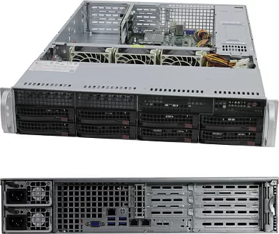 Платформа SuperMicro 2U 6029P-WTR (LGA3647 C621 WIO SVGA SATA RAID 8xHS SAS/SATA 2xGbLAN 12DDR4 1000W HS)