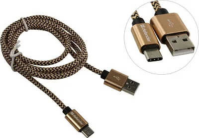 Defender 87812 Кабель USB2.0 AM-->USB-C M 1м Gold