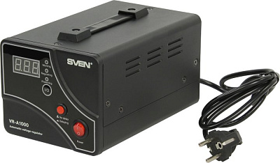 Стабилизатор SVEN VR-A1000 Black (вх.140-275V вых.198-253V600W 1 розетка  Euro)