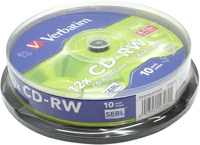 Диск CD-RW Verbatim   700Mb 12x sp. <уп.10  шт> на шпинделе <43480>