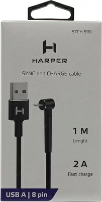 HARPER STCH-590 Black Кабель  USB  AM-->Lightning Г-образный 1м