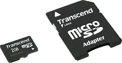 Карта памяти Transcend TS2GUSD microSD Memory Card  2Gb  + microSD-->SD Adapter