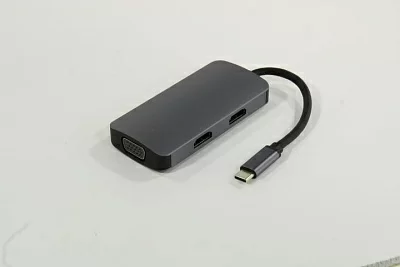 KS-is KS-476 Кабель-адаптер USB-C ->  2xHDMI(F)+VGA(F)+USB3.0+USB-C port