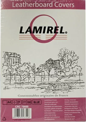 Lamirel CRC78688 Обложки для переплёта (A4 Blue картон 230г/м2 с тиснением под  кожу уп. 100 шт)