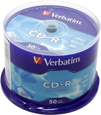 Диск CD-R Verbatim   700Mb 52x sp. <уп.50  шт> на шпинделе <43351>