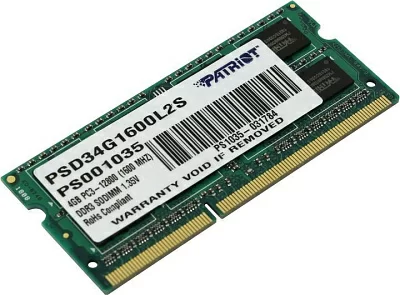 Модуль памяти Patriot PSD34G1600L2S DDR3 SODIMM 4Gb PC3-12800 CL11 (for NoteBook)