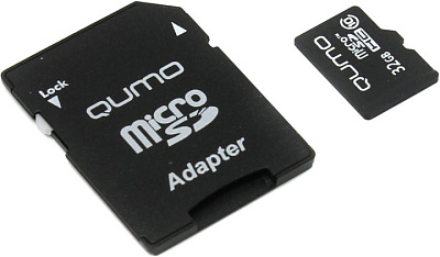 Карта памяти Qumo QM32GMICSDHC10 microSDHC 32Gb  Class10 + microSD-->SD Adapter