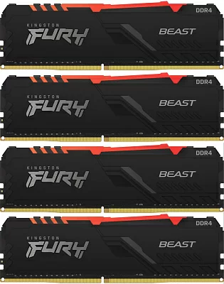 Модуль памяти Kingston Fury Beast RGB <KF436C18BBAK4/64> DDR4 DIMM 64Gb  KIT  4*16Gb <PC4-28800> CL18