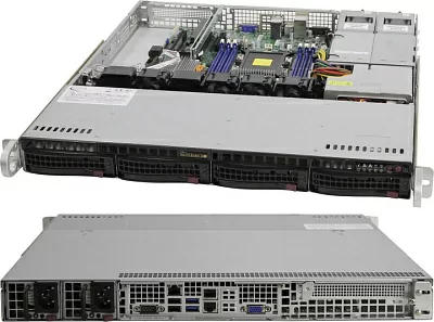 Платформа SuperMicro 1U 5019P-MR (LGA3647 C621 PCI-E SVGA SATA RAID4xHS SATA  2xGbLAN 6DDR4 400W HS)