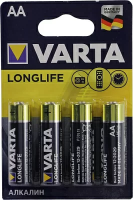 Элемент питания VARTA LONGLIFE 4106-4 Size"AA" 1.5V щелочной  (alkaline)  уп4 шт