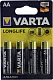 Элемент питания VARTA LONGLIFE 4106-4 Size"AA" 1.5V щелочной  (alkaline)  уп4 шт