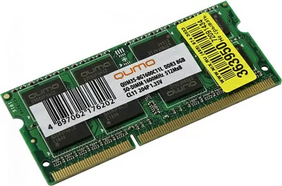 Модуль памяти QUMO <QUM3S-8G1600C11L> DDR3 SODIMM 8Gb  <PC3-12800> CL11 (for NoteBook)