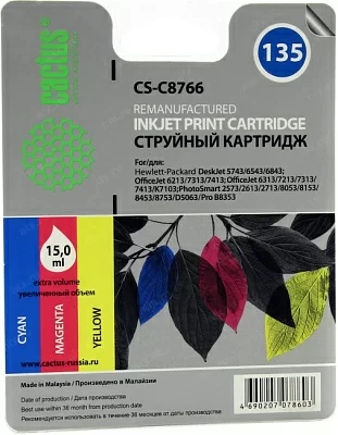 Картридж Cactus CS-C8766 (№135) Color для HP  D5743/6543/6843(восстановлен из  б/у)