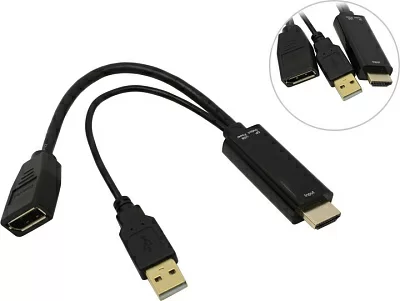 Espada Ehddp1526 Кабель-адаптер HDMI (19M) -> DisplayPort (F) питание USB