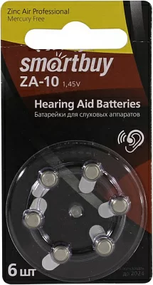 Элемент питания Smartbuy SBZA-A10-6B  (Zinc-Air 1.45V) уп.6шт