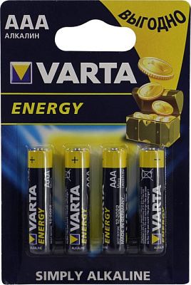 Элемент питания VARTA ENERGY 4103-4  Size"AAA" 1.5V щелочной  (alkaline)  уп.4  шт