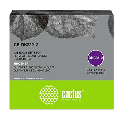 Термотрансферная лента Cactus  CS-DK22212 для Brother QL500/580/700/1060N