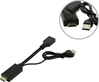 KS-is KS-501 Кабель-адаптер HDMI (19M) ->  DisplayPort  (F) питание  USB