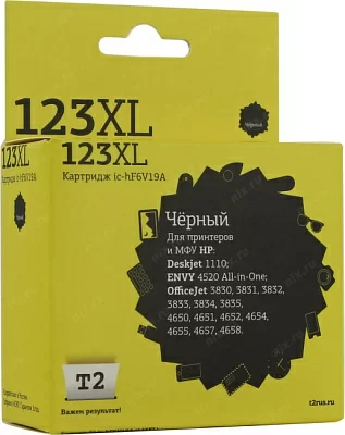 Картридж T2 ic-hF6V19A (№123XL) Black для HP DJ 1110  OJ 3830/2/3/4/5  4650/1/2/4/5/7/8