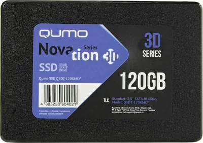 Накопитель SSD 120 Gb SATA 6Gb/s QUMO Novation Q3DT-120GMCY 2.5" 3D TLC