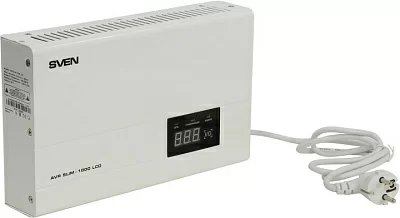 Стабилизатор настенный SVEN AVR SLIM-1000 LCD White (7A вх.140-260V  вых.220V±10%  1000VA розетка  Euro)