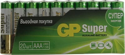 Элемент питания GP Super 24A-20 (LR03) Size AAA 1.5V  щелочной  (alkaline) уп.20 шт