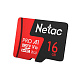 Карта памяти Netac NT02P500PRO-016G-R microSDXC Memory Card 16Gb UHS-I  U1 + microSD-->SD Adapter