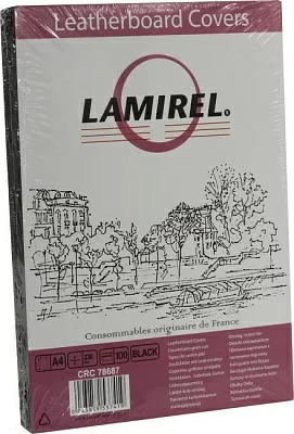 Обложки для переплёта Lamirel CRC78687 (Black картонные под кожу A4 230г/м2 уп.100шт)