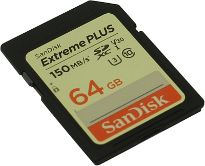 Карта памяти SanDisk Extreme Plus SDSDXW6-064G-GNCIN SDXC Memory Card 64Gb UHS-I  U3 V30