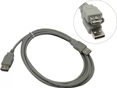 VCOM CU202-G-1.8m Кабель удлинительный  USB  2.0 A-->A  1.8м