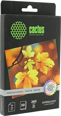 Cactus CS-HGA626050 (10x15см 50 листов  260  г/м2) бумага суперглянцевая