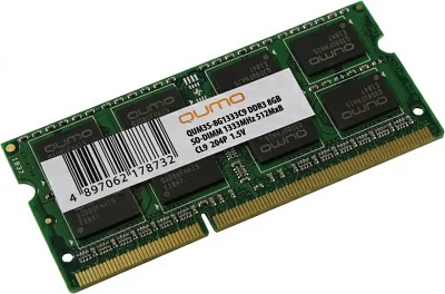 Модуль памяти QUMO QUM3S-8G1333C9 DDR3 SODIMM 8Gb PC3-10600 CL9 (for  NoteBook)