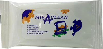 Miraclean MV24114 Влажные чистящие салфетки для компьютеров и оргтехники (в мягкой упаковке15шт)