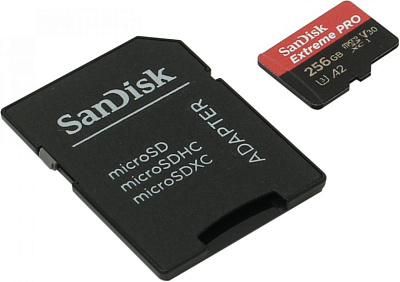 Карта памяти SanDisk Extreme Pro SDSQXCZ-256G-GN6MA microSDXC Memory Card 256Gb UHS-I U3 V30 + microSD-->  SD Adapter