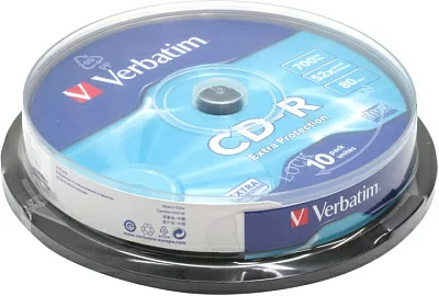 Диск CD-R Verbatim 700Mb 52x sp. уп.10шт на шпинделе 43437