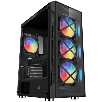 Корпус Miditower 1STPLAYER FIREBASE XP-G <XP-G-BK-4F1>  Black ATX без БП