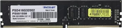 Модуль памяти Patriot Signature Line <PSD416G32002> DDR4  DIMM  16Gb <PC4-25600> CL22