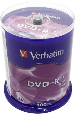 Диск DVD+R Disc Verbatim   4.7Gb  16x  <уп. 100 шт> на шпинделе  <43551>